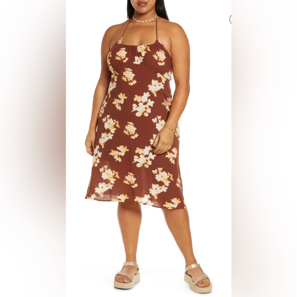 BP. Brown Halter Midi Dress Size 3x NWT